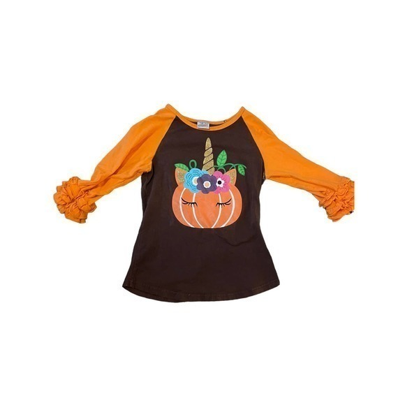 Unicorn Pumpkin Ruffle Shirt - Picture 1 of 2